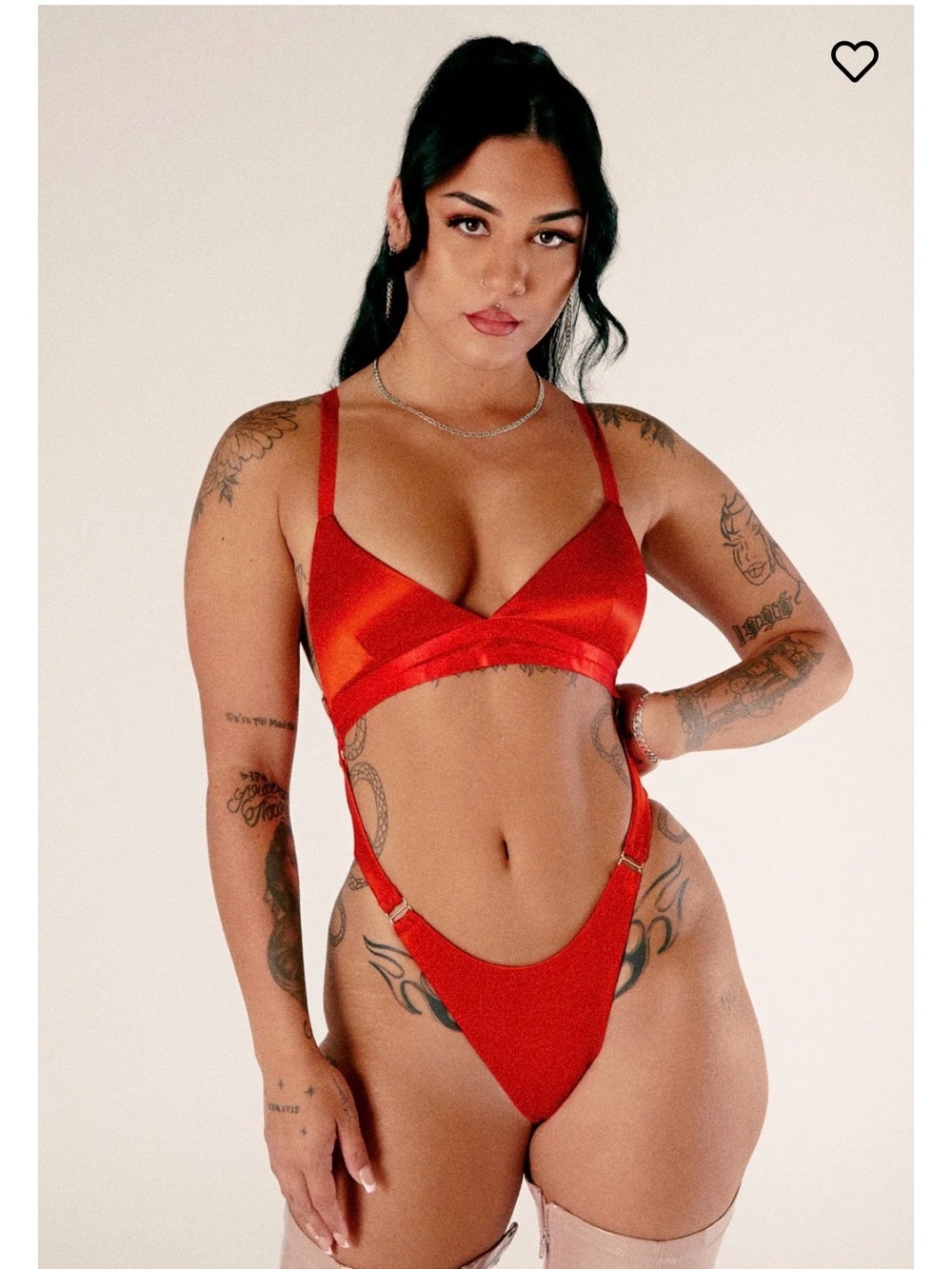 CXIX Red Satin Aphrodite Bodysuit- size small